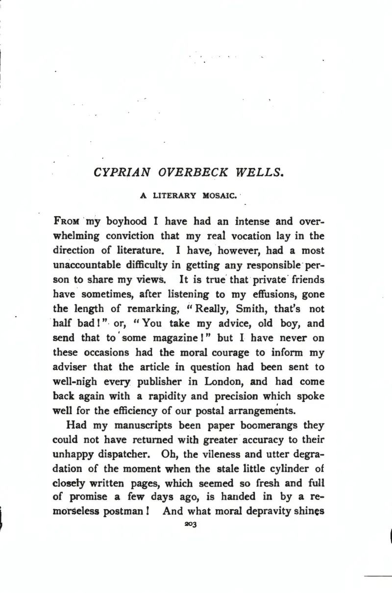 Cyprian Overbeck Wells - A Literary Mosaic