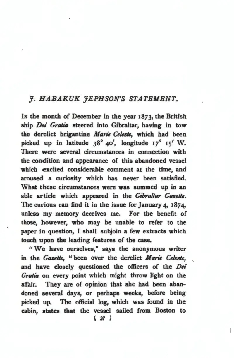 F. Habakuk Jephson's Statement