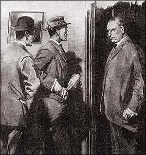 HOLMES HALF DREW A REVOLVER FROM HIS POCKET.