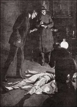 The doctor knelt beside him and held down the hand lamp which had stood on the table